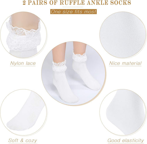 6 Pairs Ruffle Lace Ankle Socks Frilly Socks Women Princess